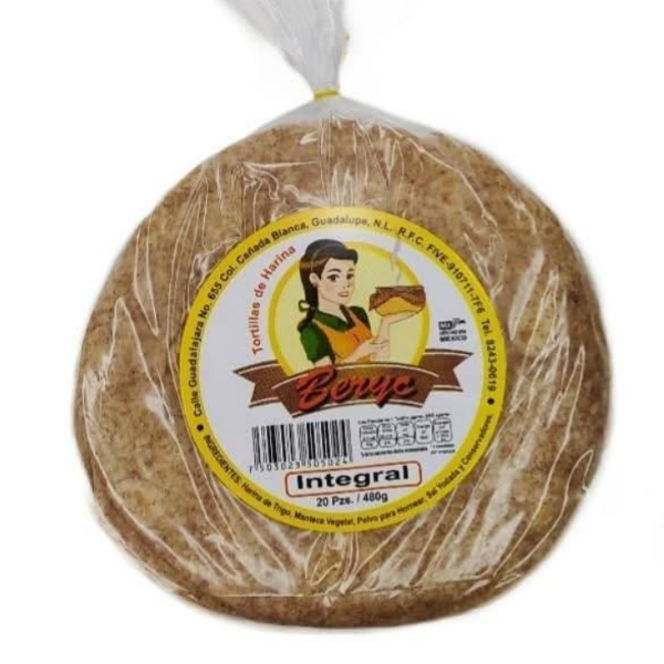 Bolsa de tortillas de harina Beryc Integral, 20 piezas